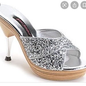 Betsey Johnson Silver Glitter Pollys